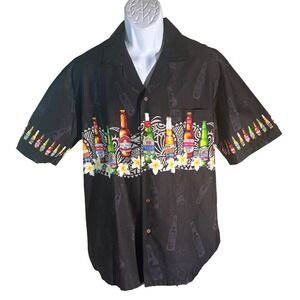 PACIFIC LEGEND APPAREL Men's Short Sleeve Button Down Cocktail Shirt Black Large